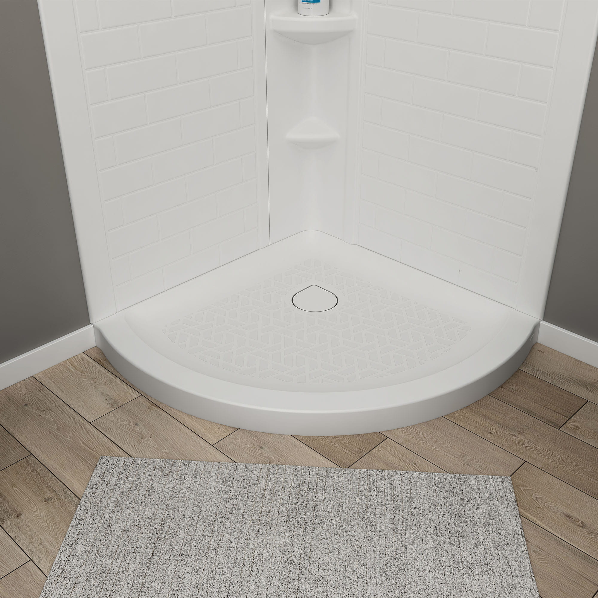 Elevate 36inch Curved Shower Base with Center Drain